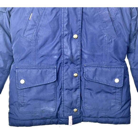 Lands End Kids Jacket Down Filled Sherpa Lined Hooded Grow-A-Long Coat Blue L - Picture 4 of 16